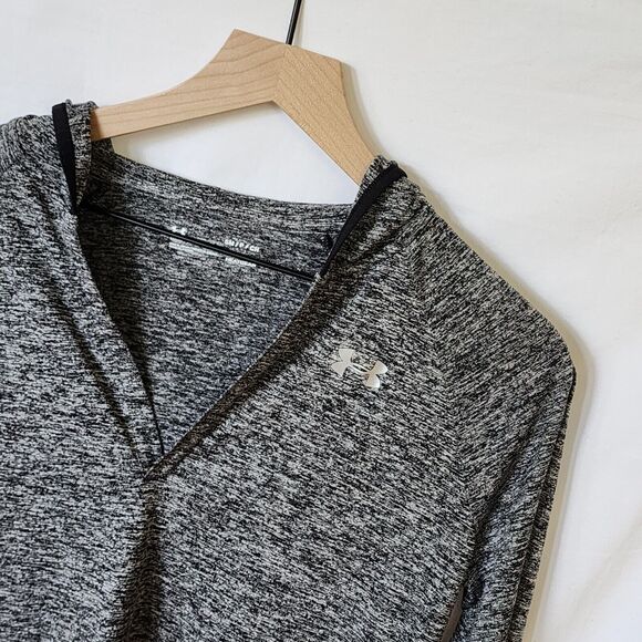 Under Armour Heat Gear Women's Black White Hooded Loose Pullover Small - Picture 3 of 5